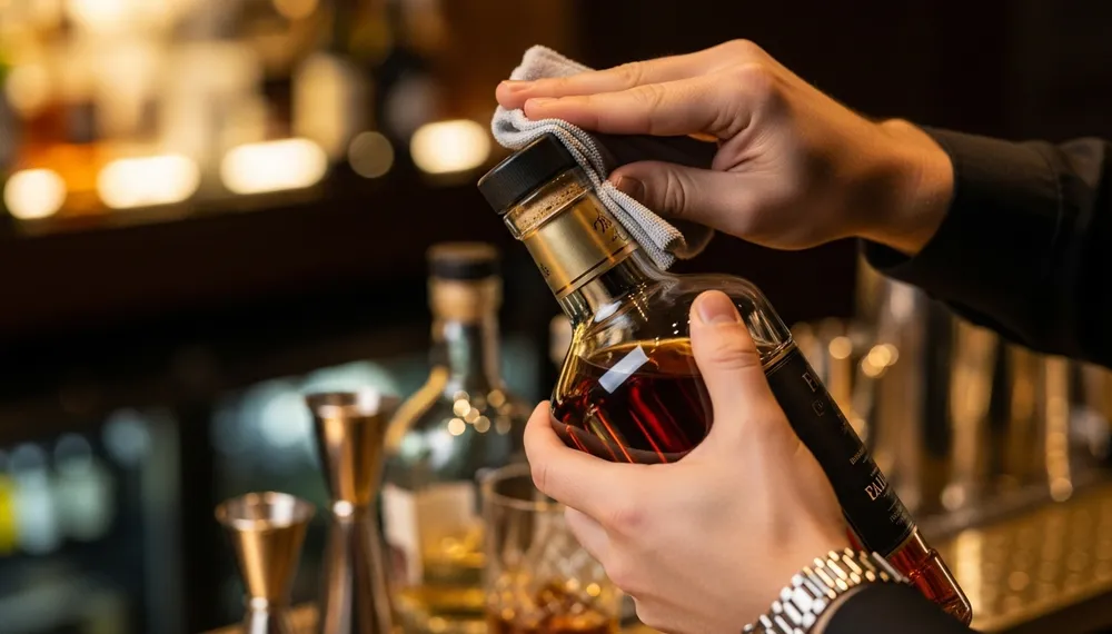 ボトルを磨く姿