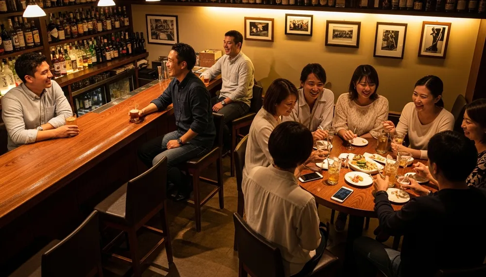 バーカウンターとテーブル席