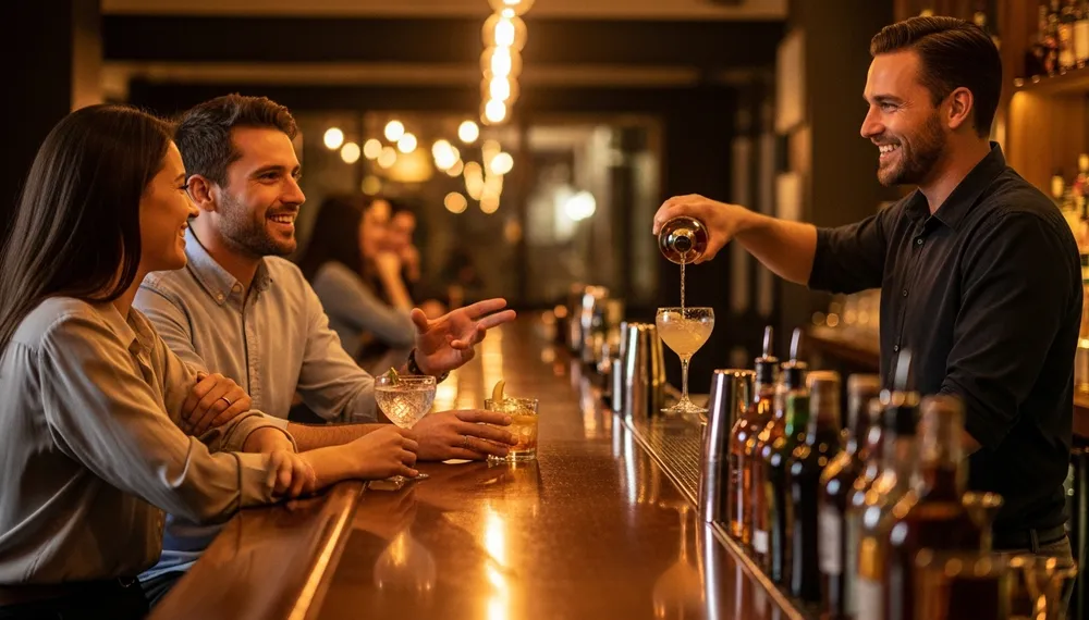 お酒を作りながら会話