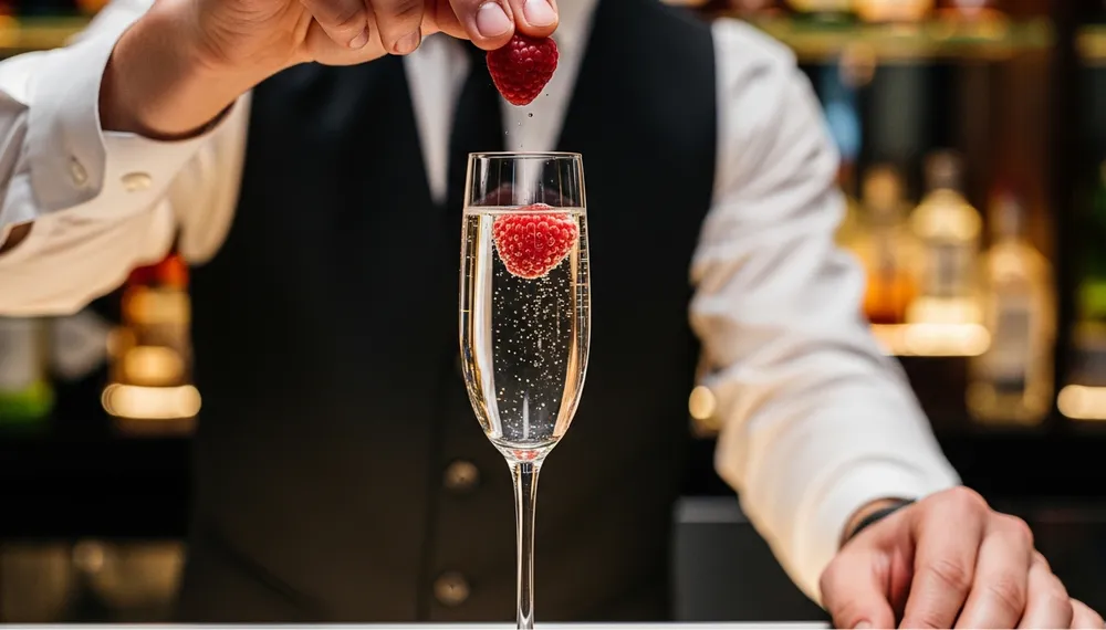 スパークリングワインにフランボワーズ