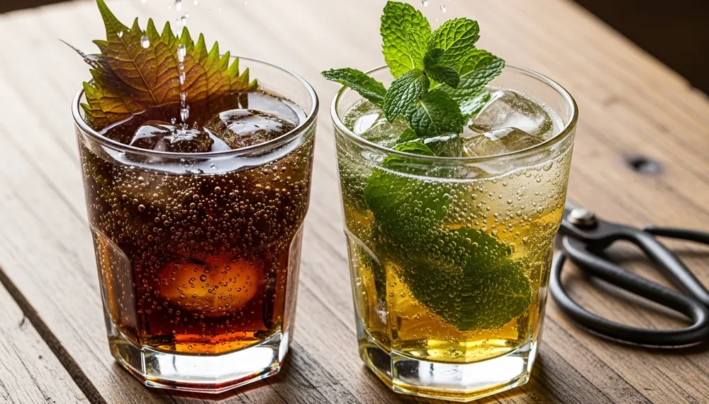 ミント、紫蘇のモクテル